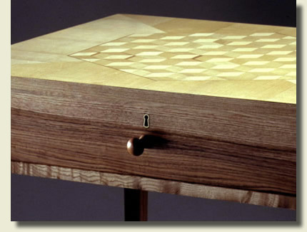 Handmade furniture: Shaker side table by Dimension Furniture - front detail of drawer